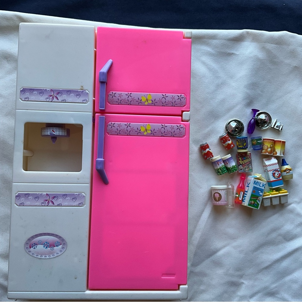 Vintage Goldlok Refrigerator Barbie Sized Play Food and Accessories Untested